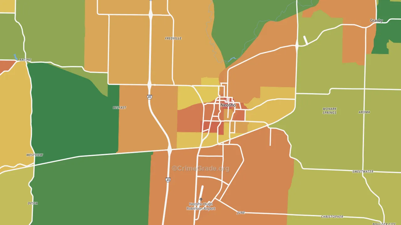 Neosho, MO Map of Vandalism Rates