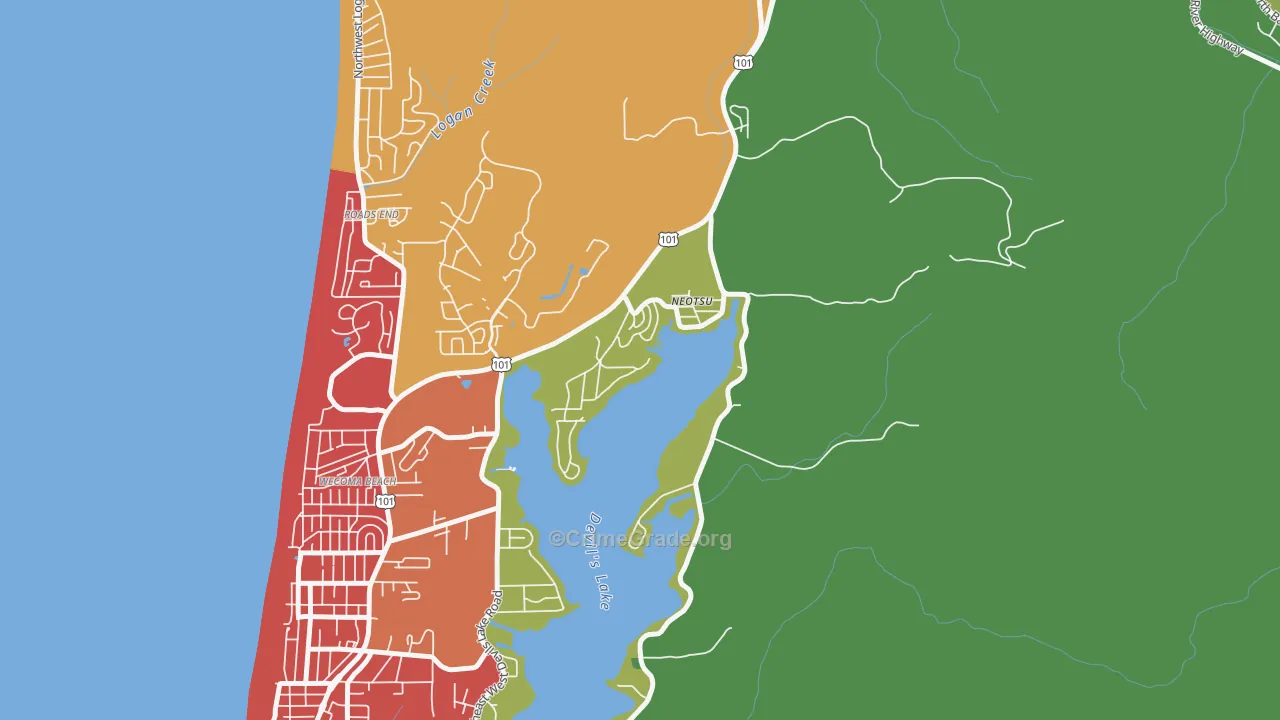 Neotsu, OR Map of Vandalism Rates