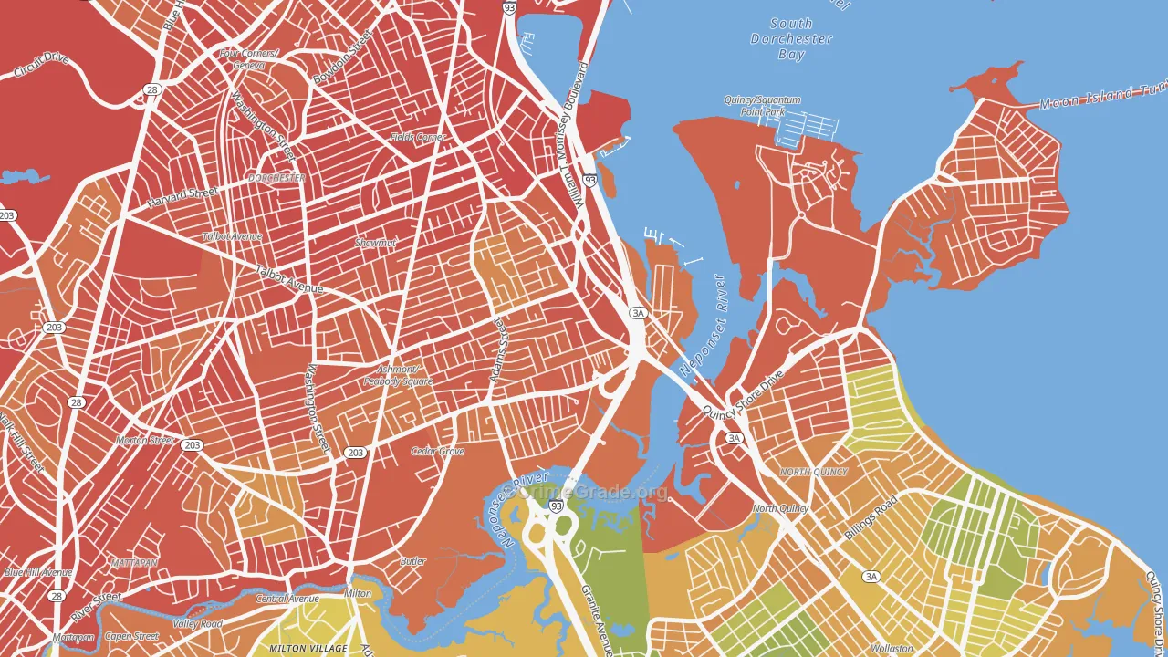 Neponset, Boston, MA Map of Vandalism Rates