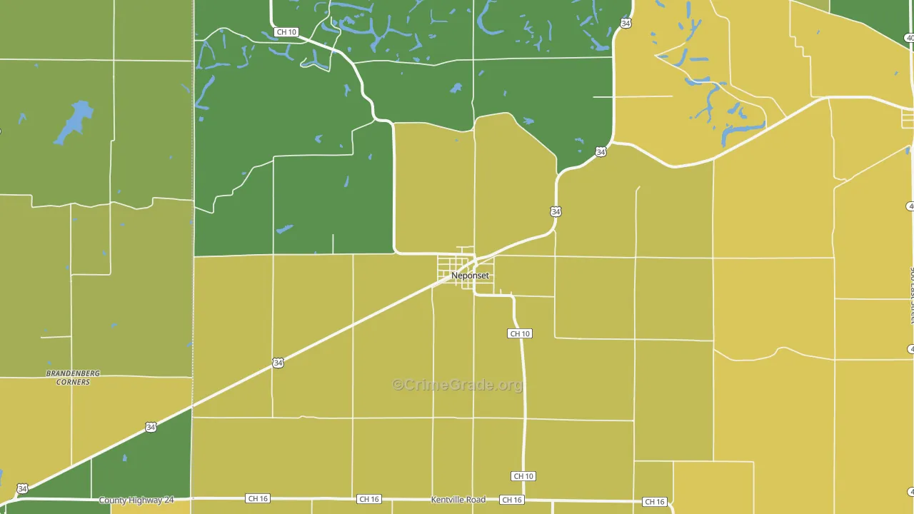 Neponset, IL Map of Vandalism Rates