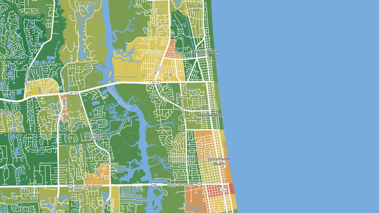 Neptune Beach, FL Map of Vandalism Rates