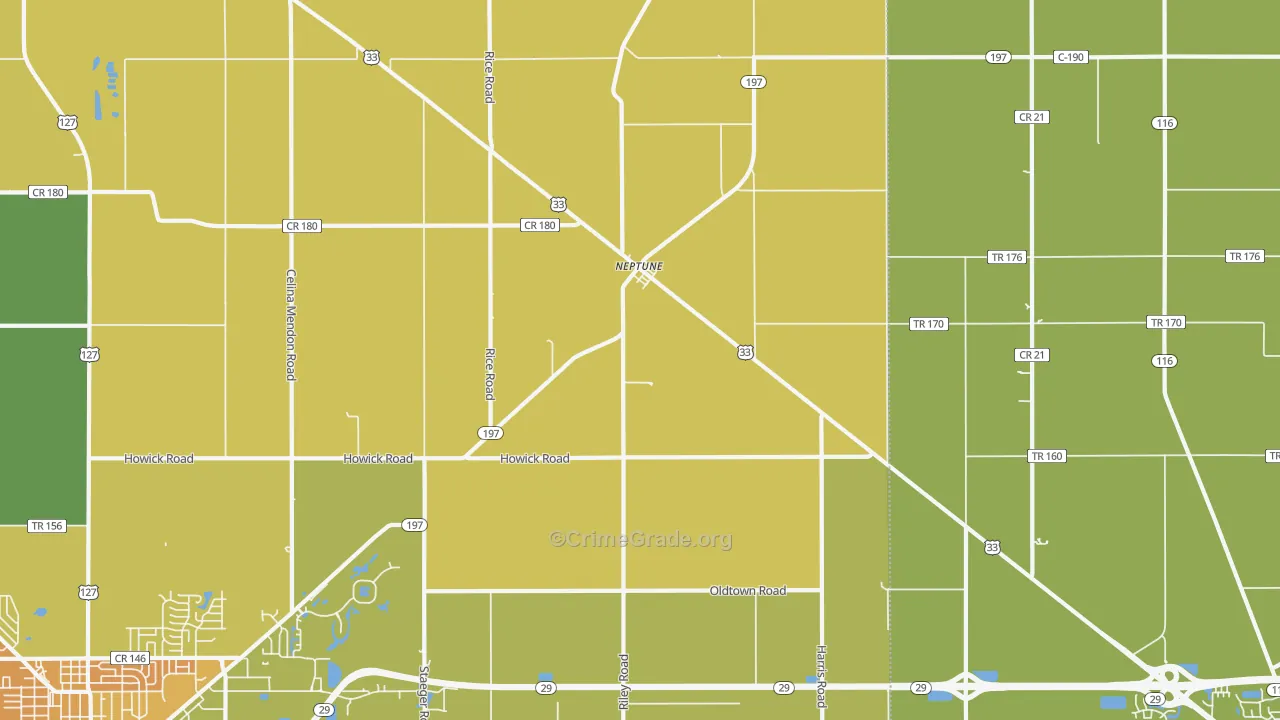 Neptune, OH Map of Vandalism Rates