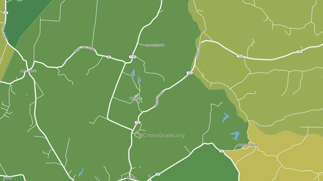 Nerinx, KY Map of Vandalism Rates