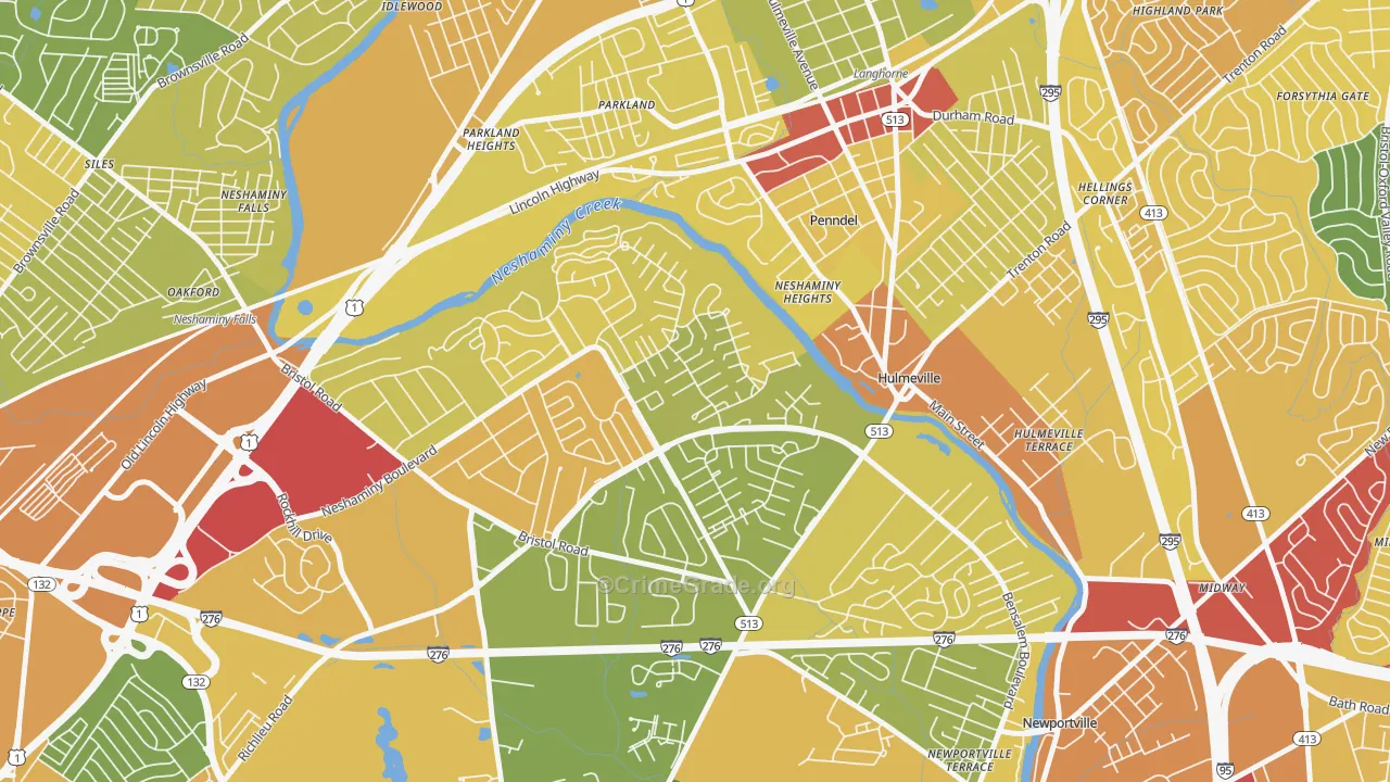 Neshaminy Valley, Bensalem, PA Map of Vandalism Rates