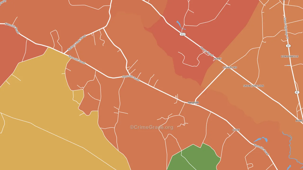 Nesmith, SC Map of Vandalism Rates