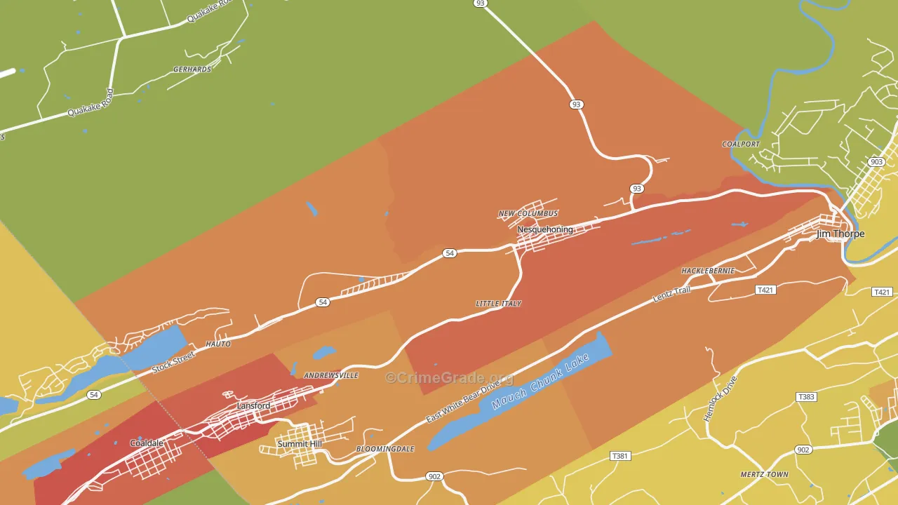 Nesquehoning, PA Map of Vandalism Rates