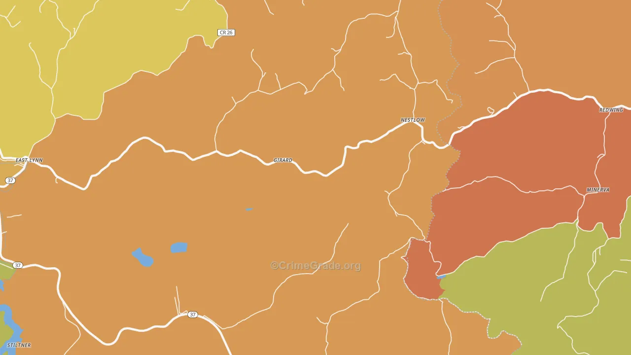 Nestlow, WV Map of Vandalism Rates