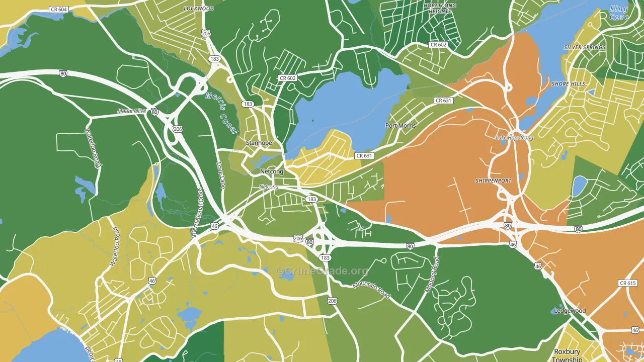 Netcong, NJ Map of Vandalism Rates