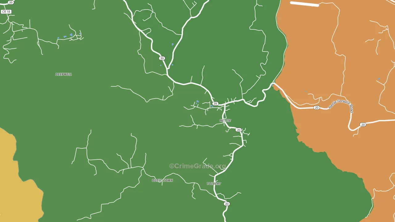 Nettie, WV Map of Vandalism Rates
