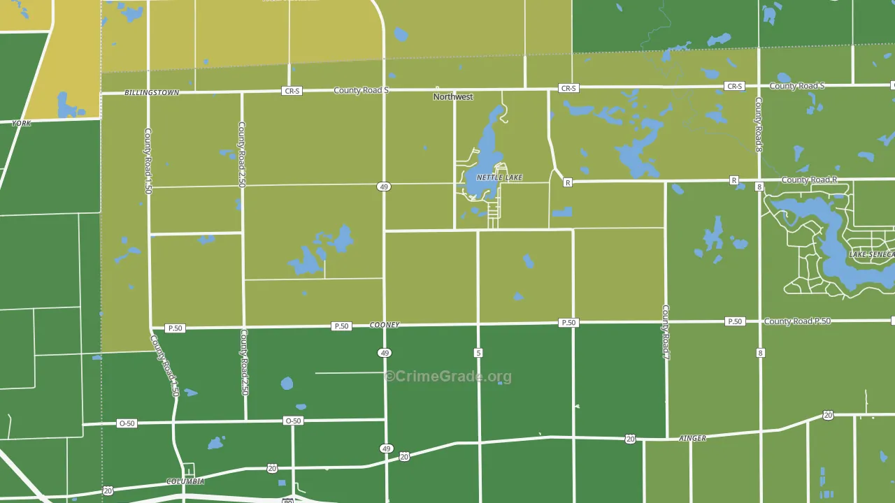 Nettle Lake, OH Map of Vandalism Rates