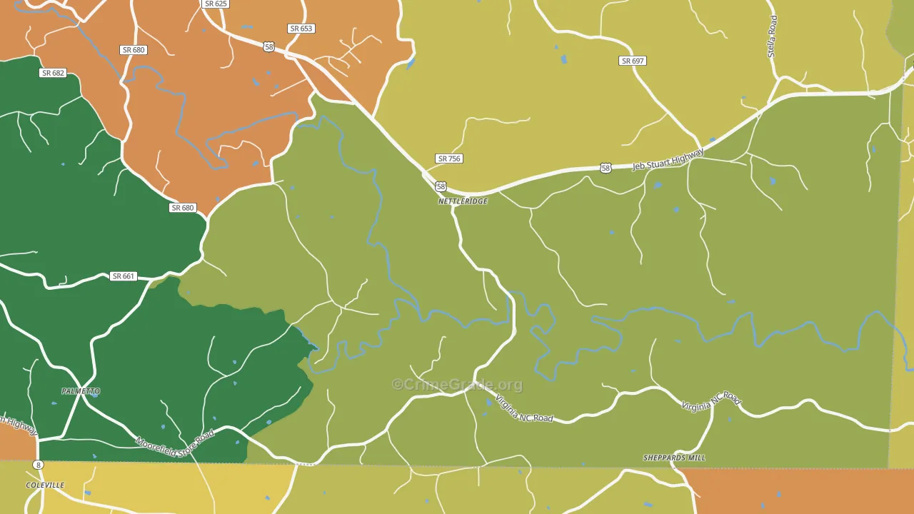 Nettleridge, VA Map of Vandalism Rates