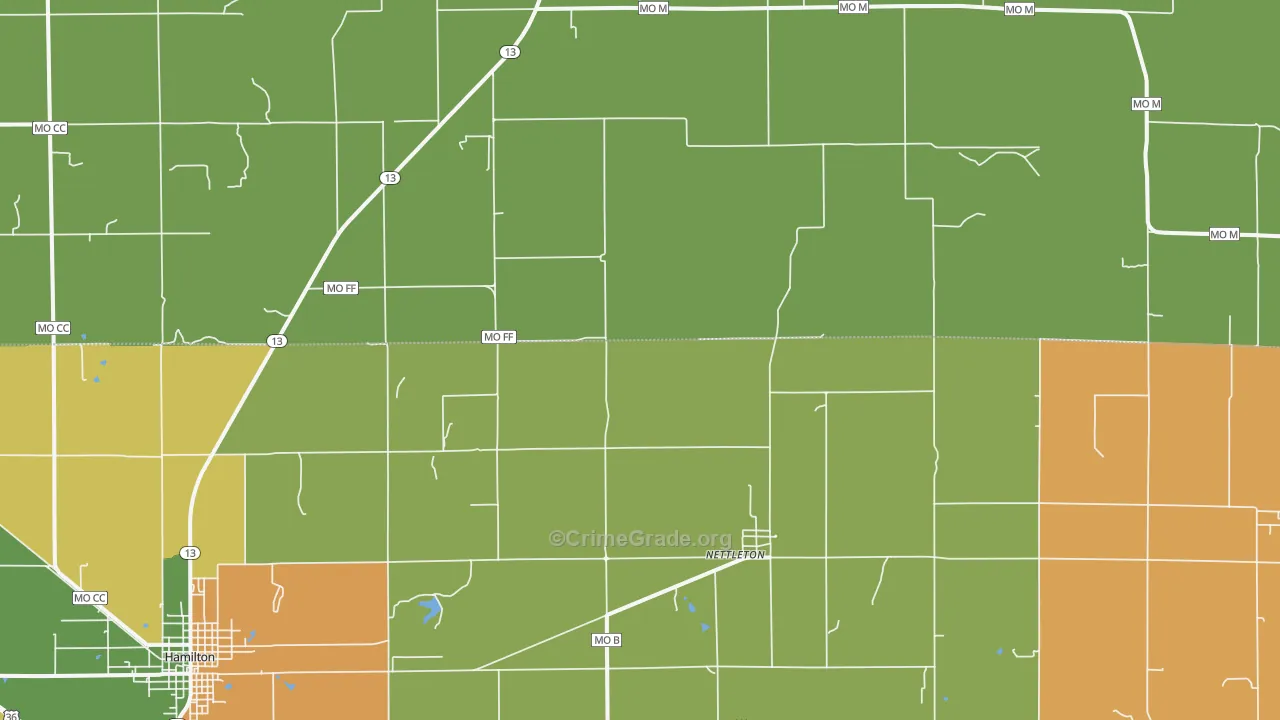 Nettleton, MO Map of Vandalism Rates