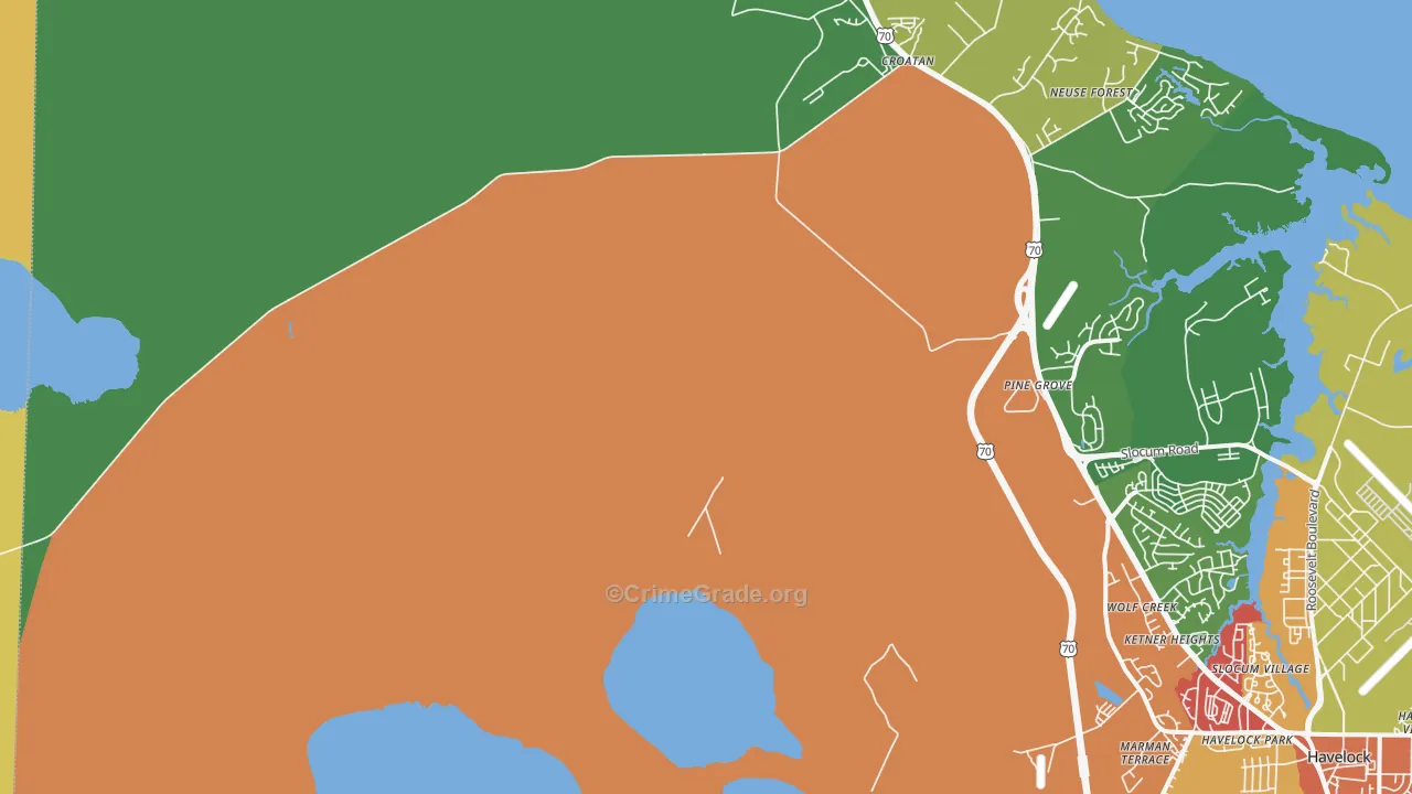 Neuse Forest, NC Map of Vandalism Rates