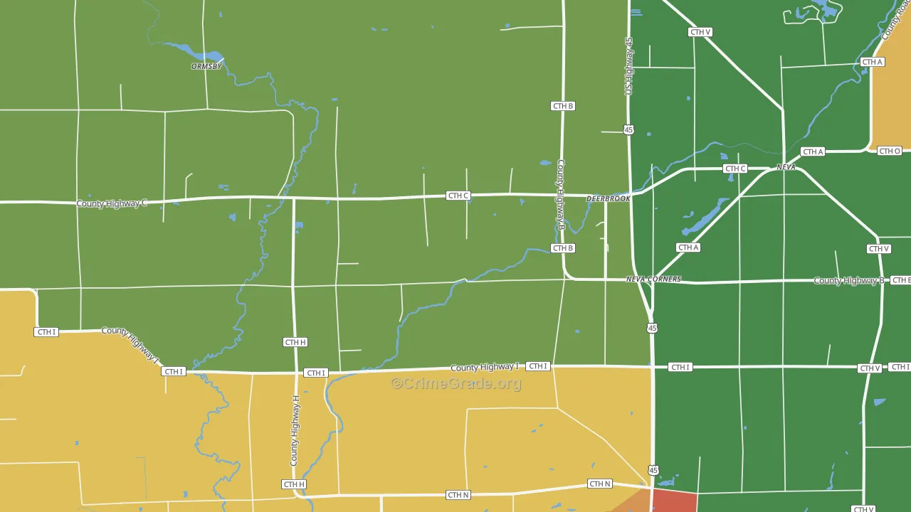 Neva Corners, WI Map of Vandalism Rates