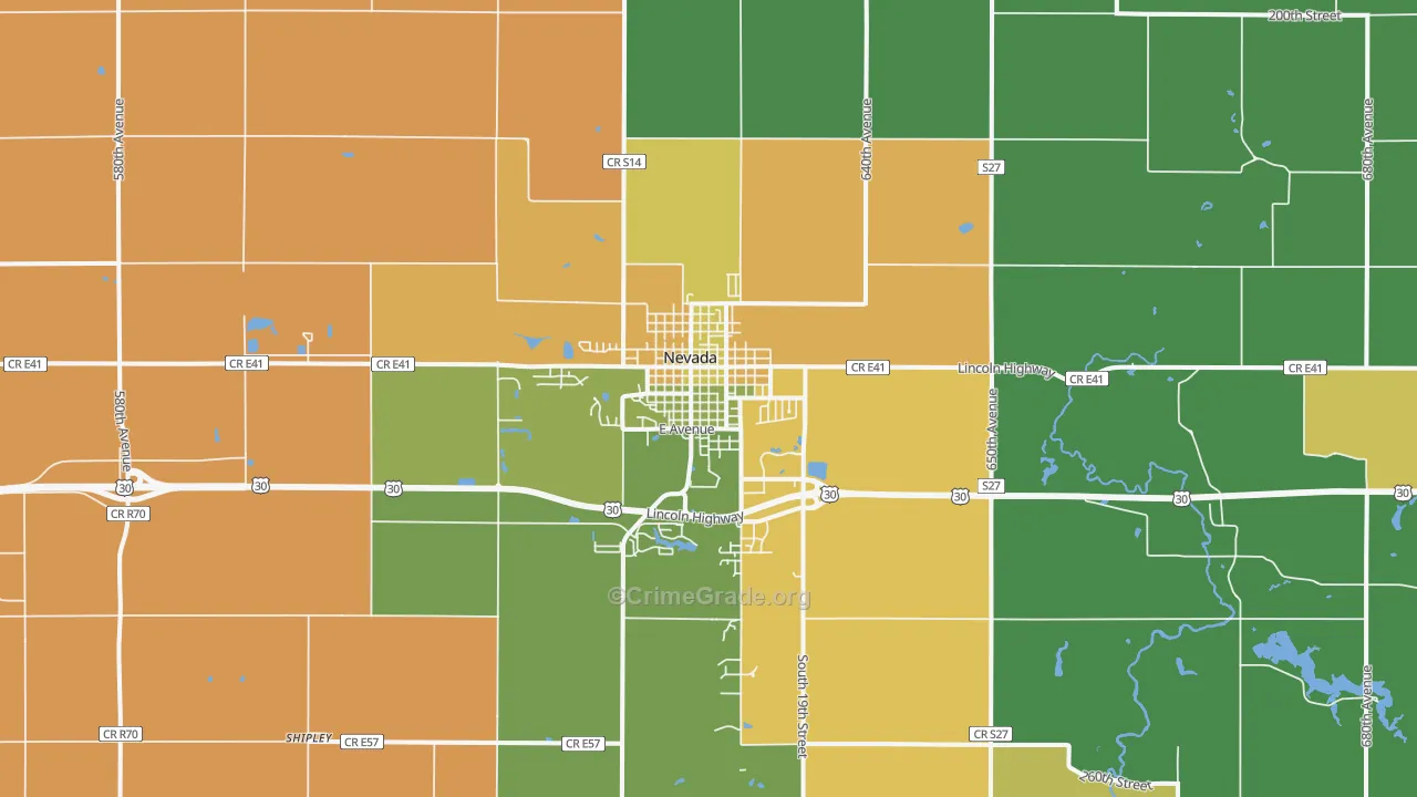 Nevada, IA Map of Vandalism Rates