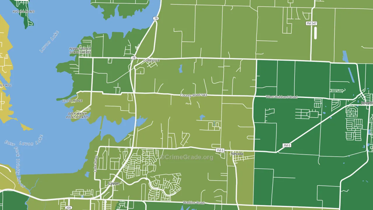 Nevada, TX Map of Vandalism Rates