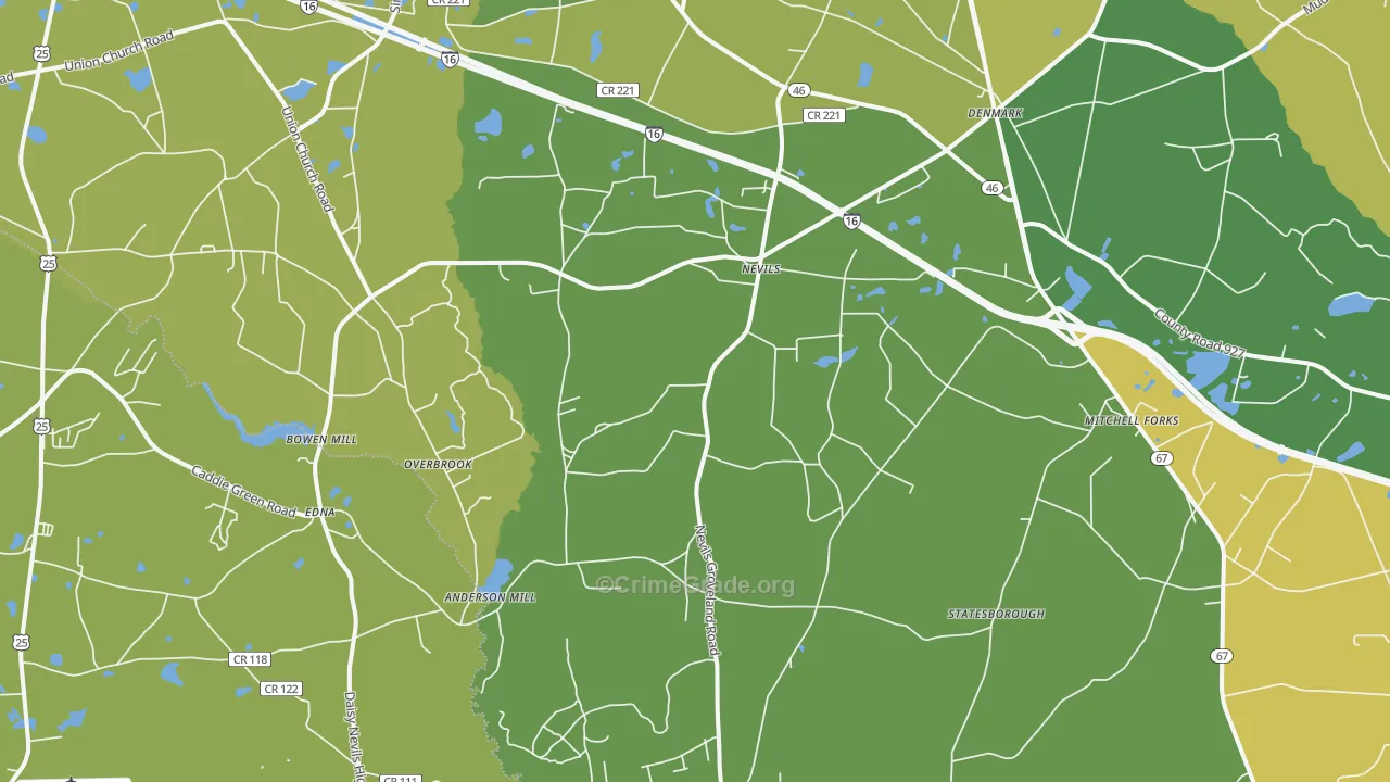 Nevils, GA Map of Vandalism Rates