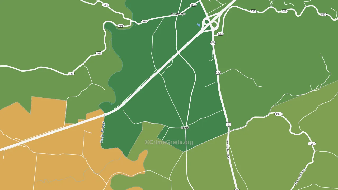 Nevin, KY Map of Vandalism Rates