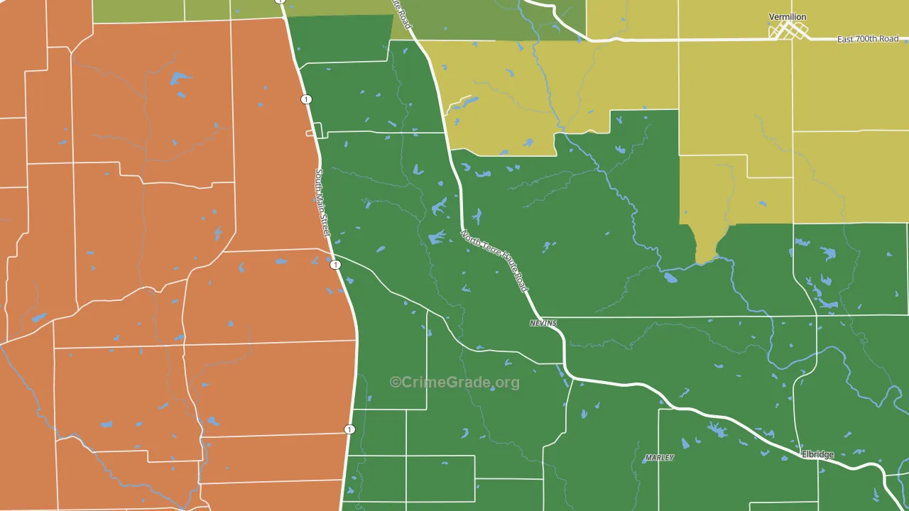 Nevins, IL Map of Vandalism Rates