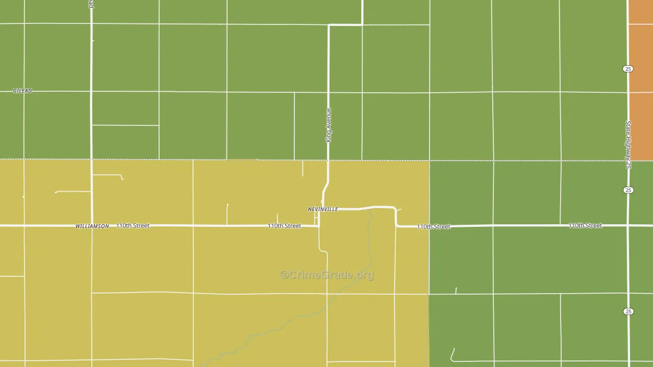 Nevinville, IA Map of Vandalism Rates