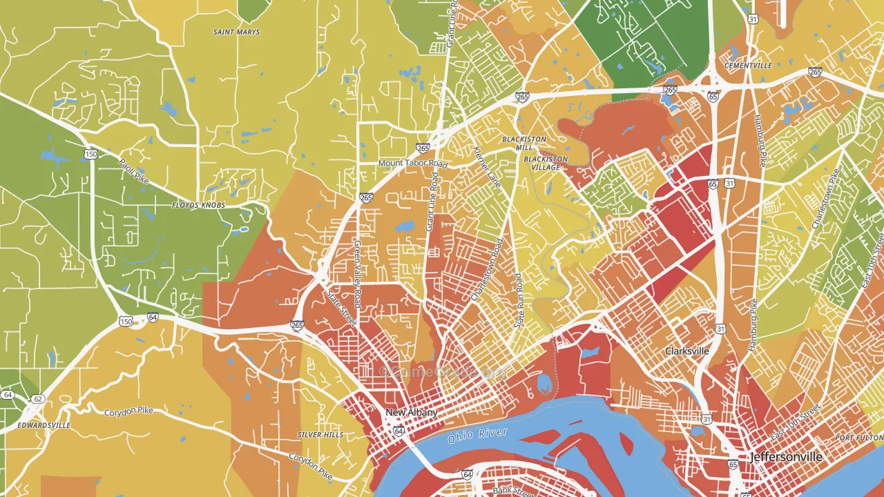 New Albany, IN Map of Vandalism Rates