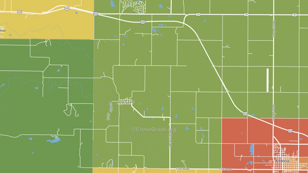 New Albany, KS Map of Vandalism Rates