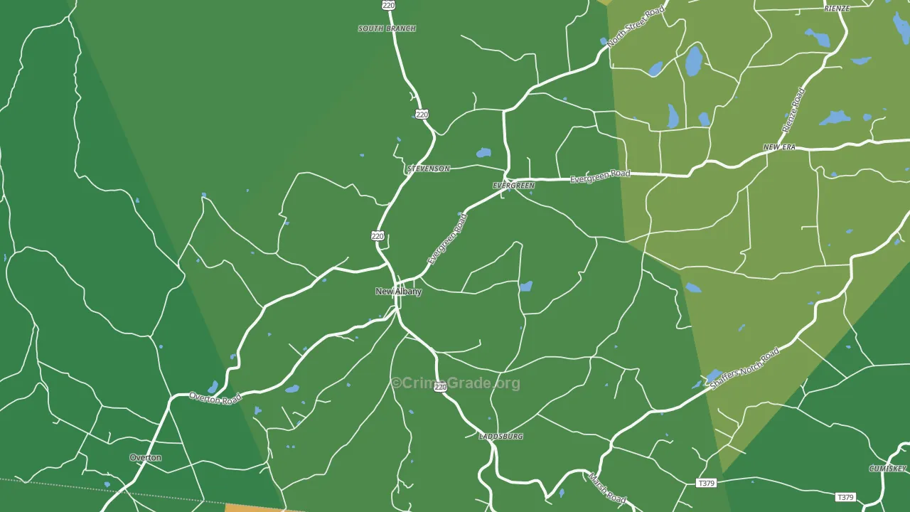 New Albany, PA Map of Vandalism Rates