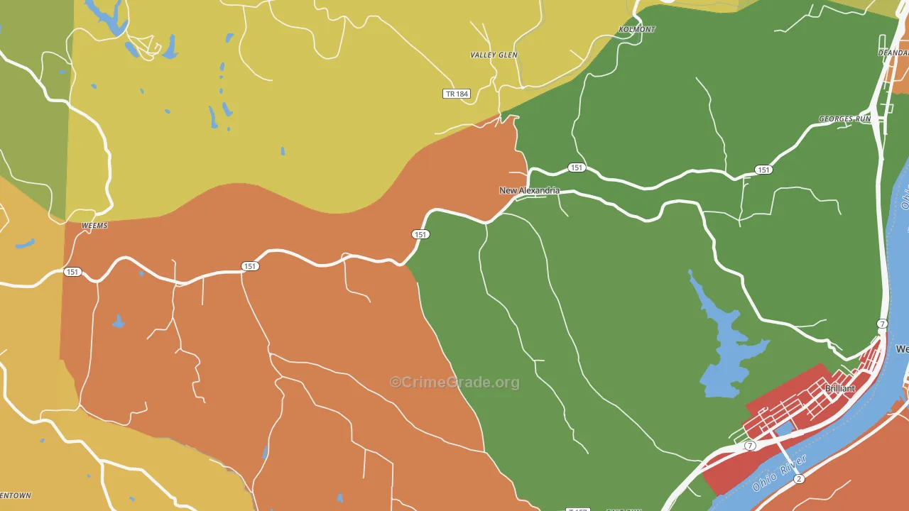 New Alexandria, OH Map of Vandalism Rates