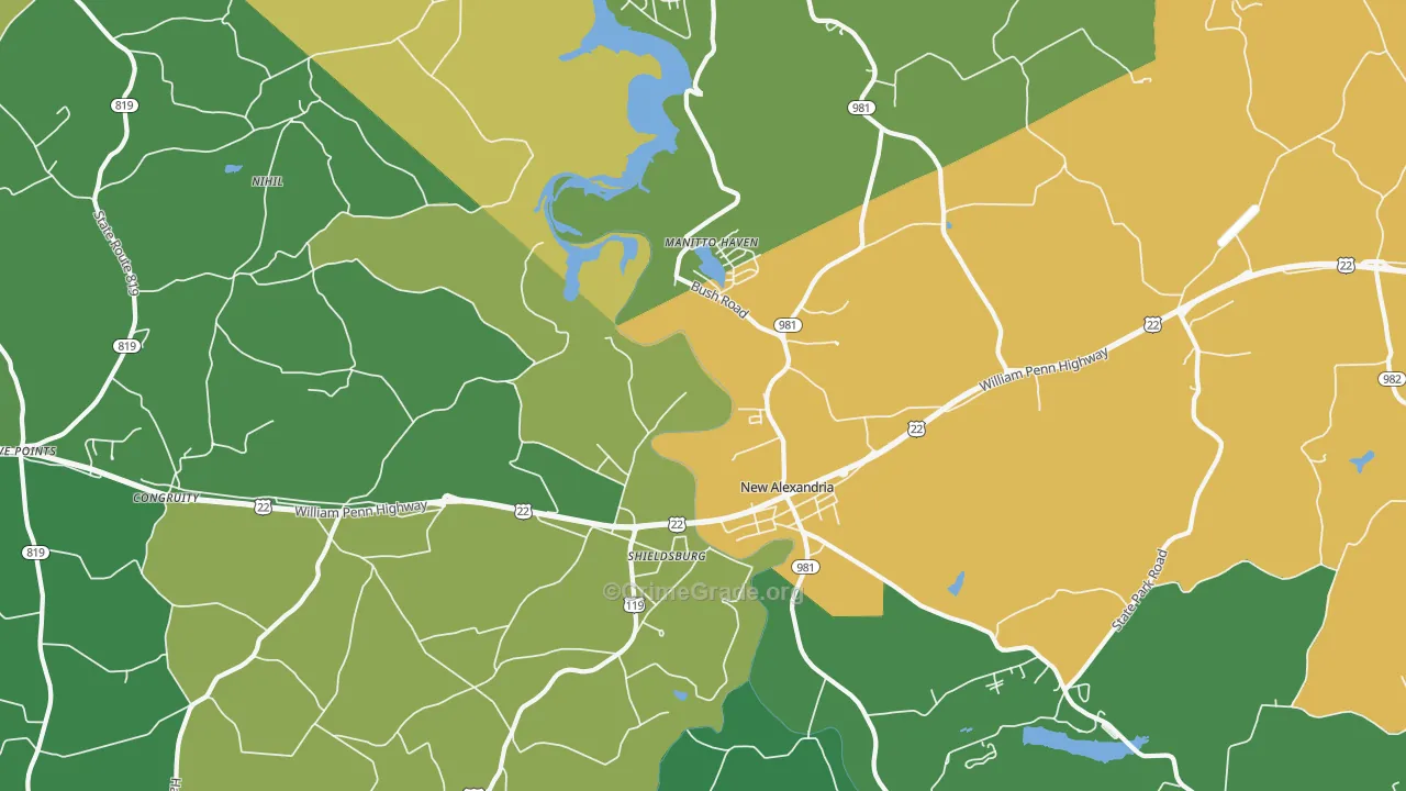 New Alexandria, PA Map of Vandalism Rates