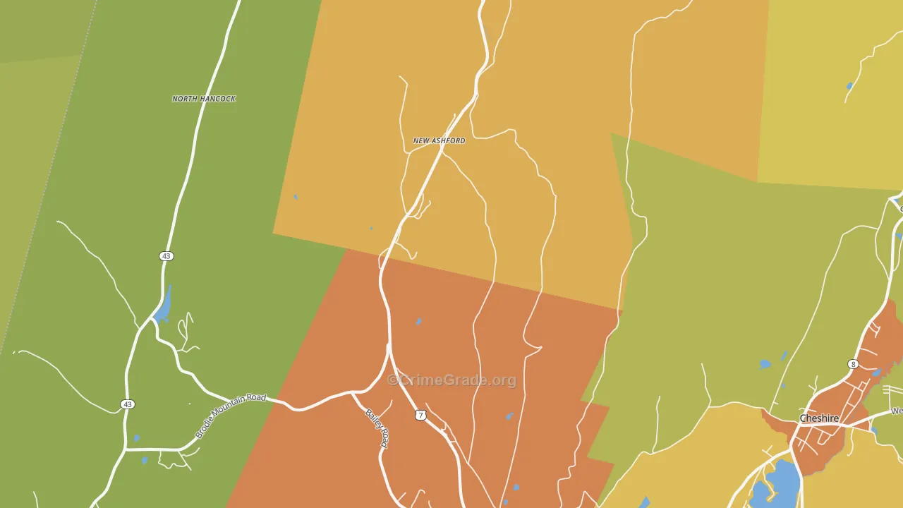 New Ashford, MA Map of Vandalism Rates