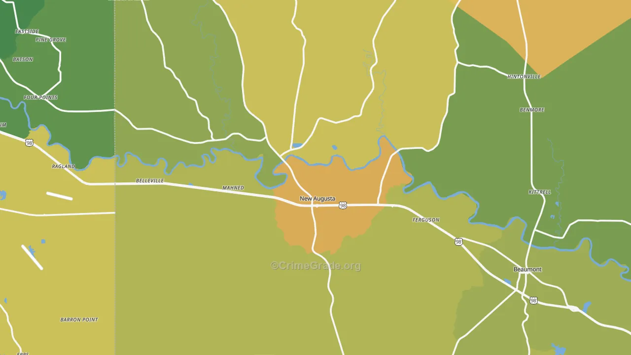 New Augusta, MS Map of Vandalism Rates