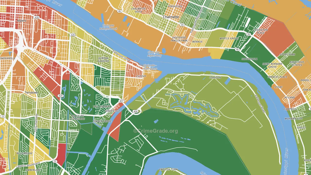 New Aurora, New Orleans, LA Map of Vandalism Rates