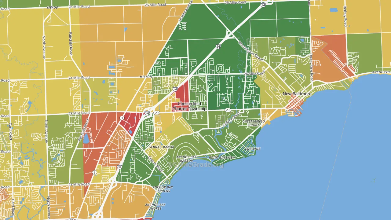 New Baltimore, MI Map of Vandalism Rates
