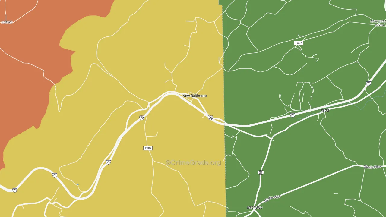 New Baltimore, PA Map of Vandalism Rates