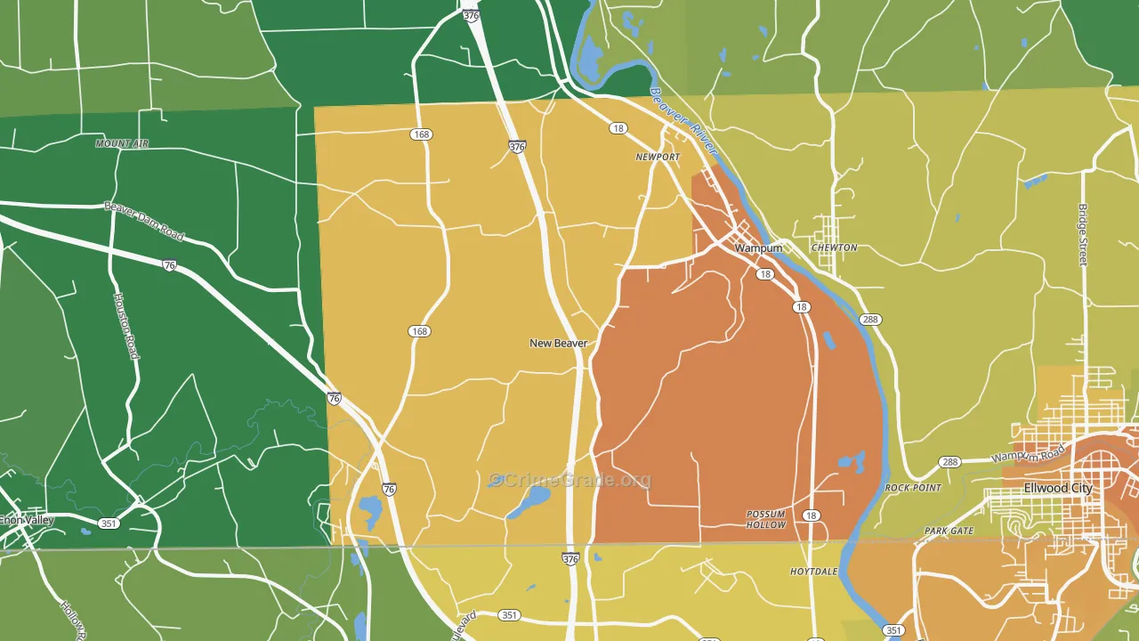 New Beaver, PA Map of Vandalism Rates