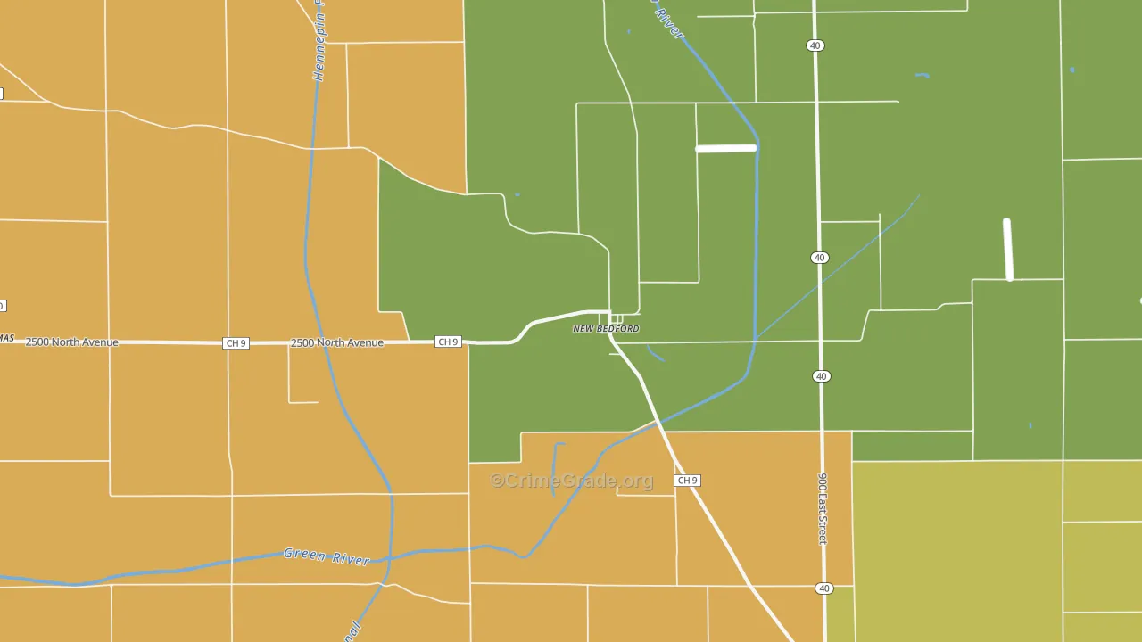 New Bedford, IL Map of Vandalism Rates