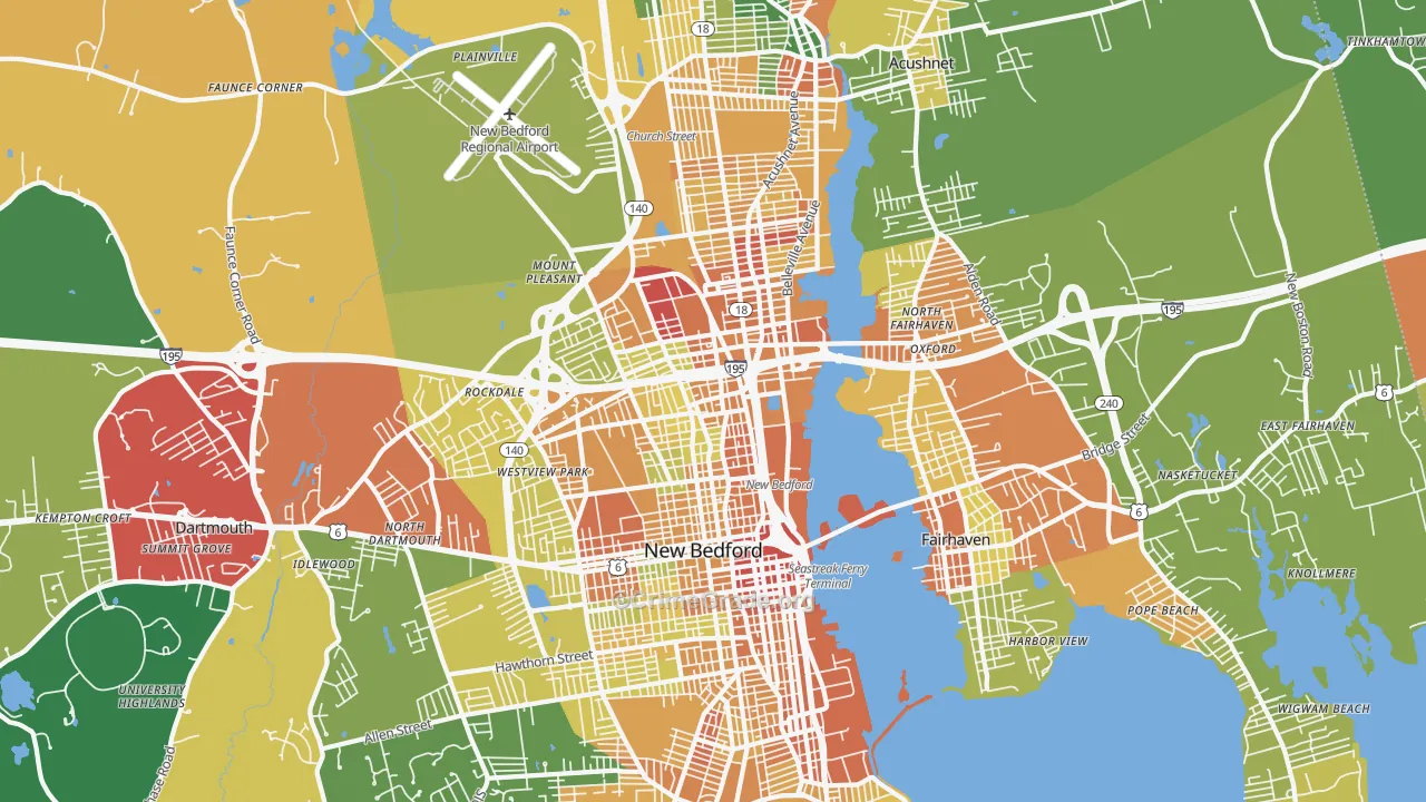 New Bedford, MA Map of Vandalism Rates
