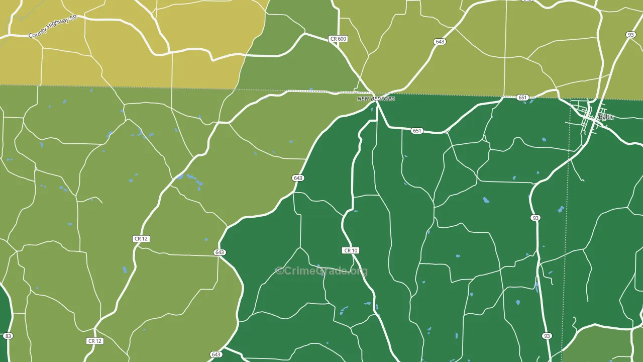 New Bedford, OH Map of Vandalism Rates