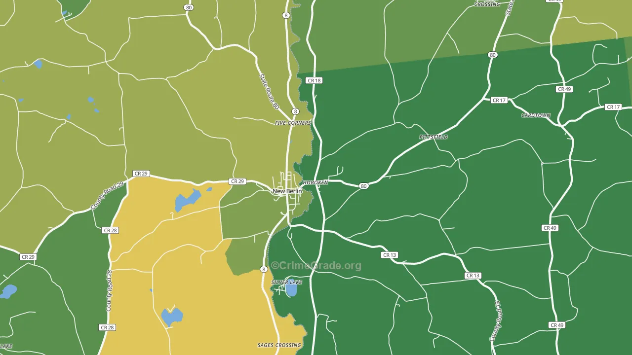 New Berlin, NY Map of Vandalism Rates