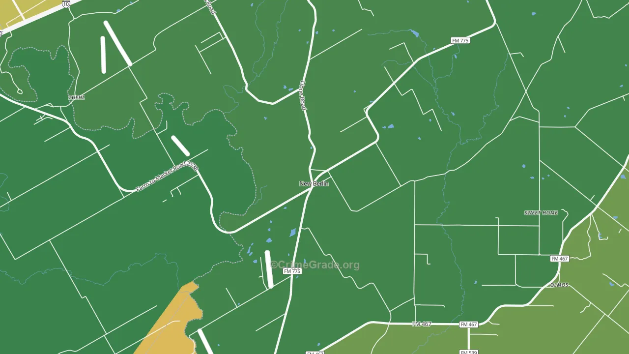 New Berlin, TX Map of Vandalism Rates