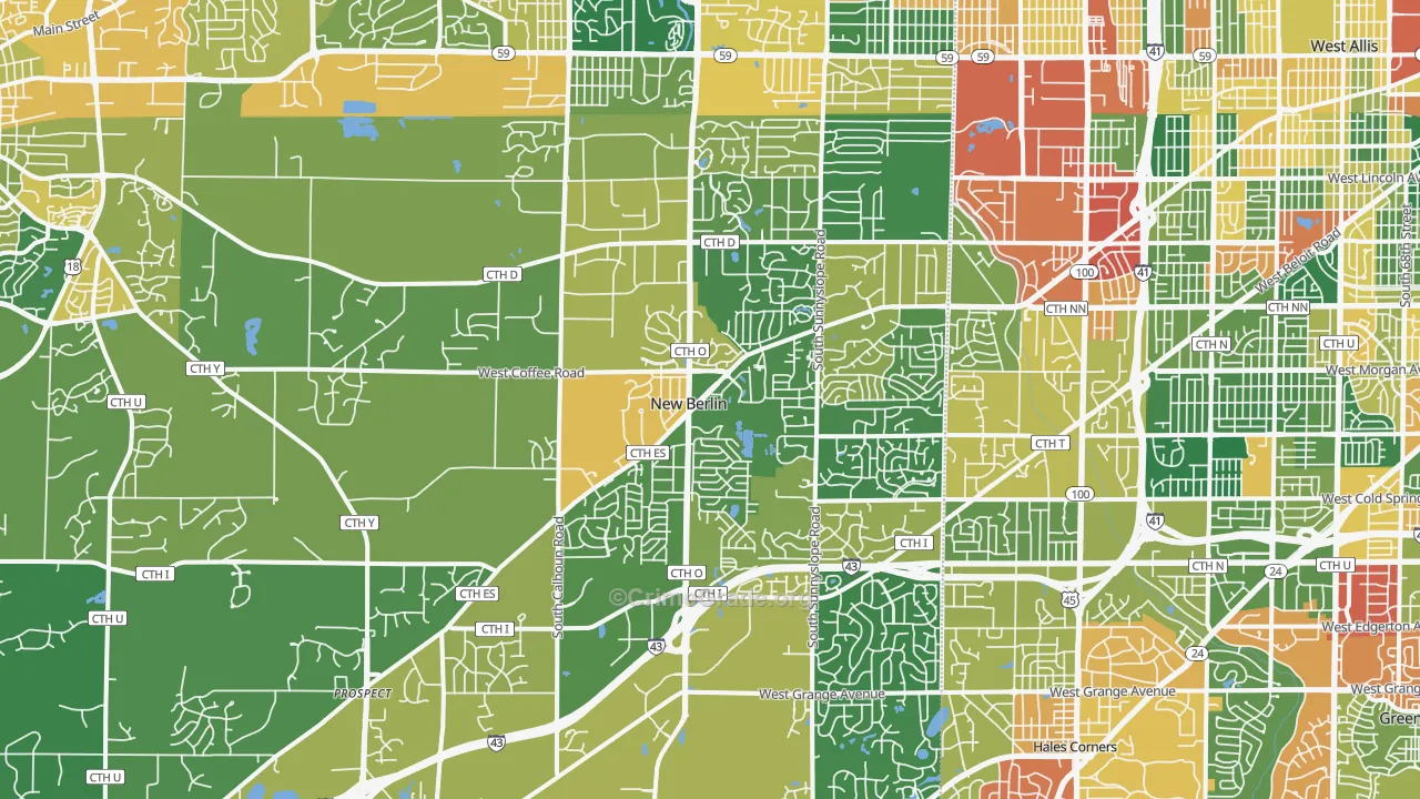 New Berlin, WI Map of Vandalism Rates