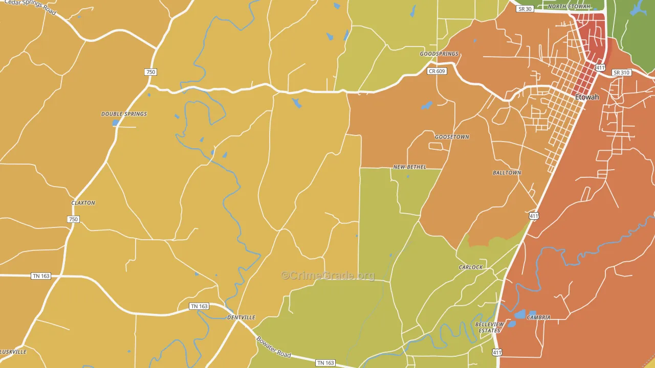 New Bethel, TN Map of Vandalism Rates