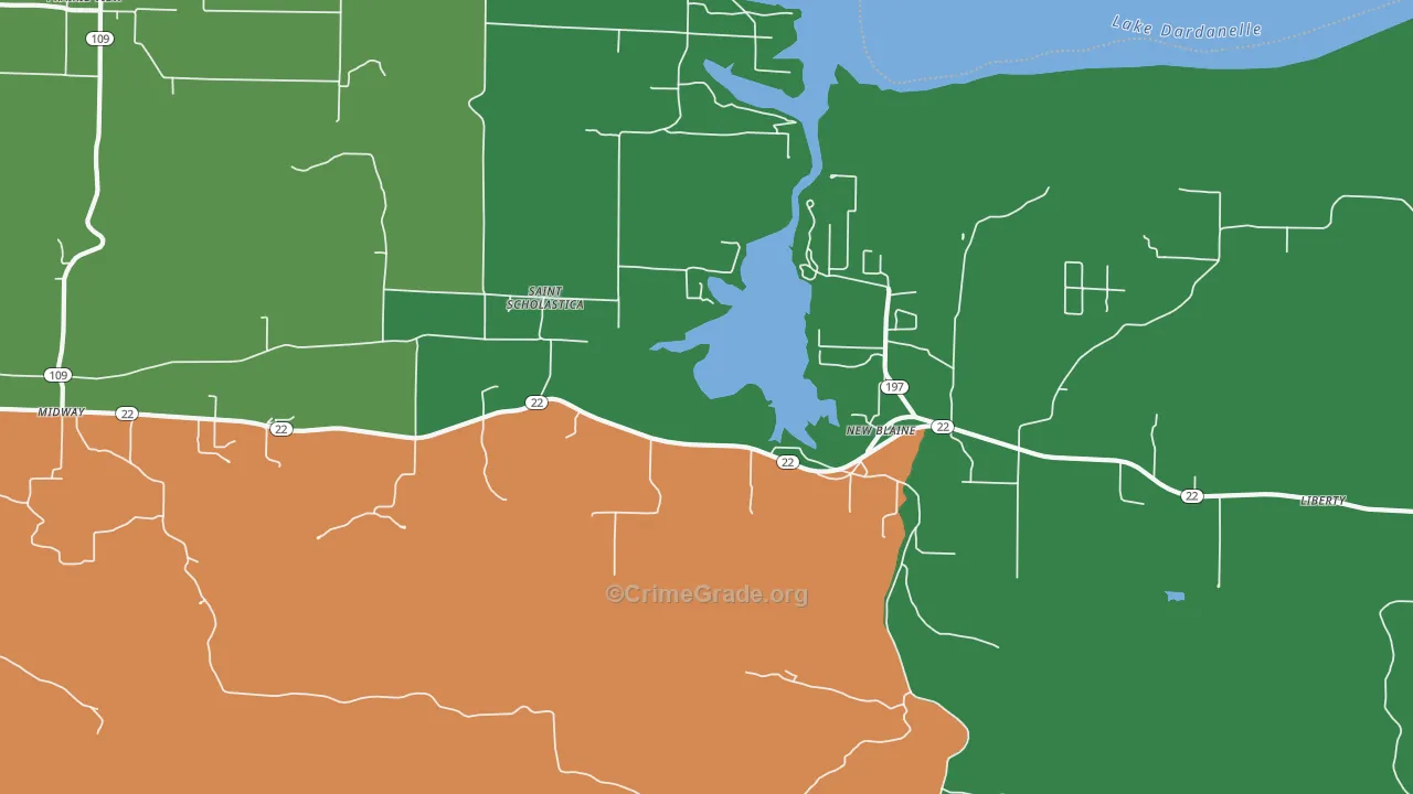New Blaine, AR Map of Vandalism Rates