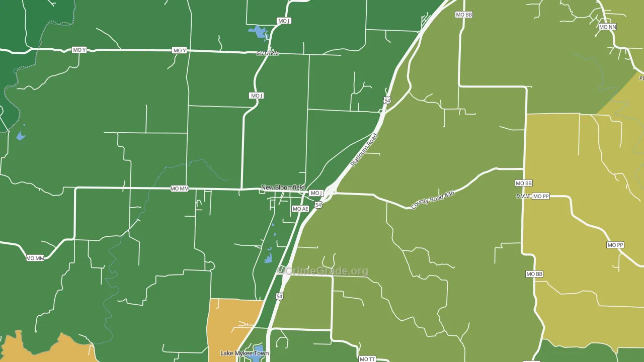 New Bloomfield, MO Map of Vandalism Rates