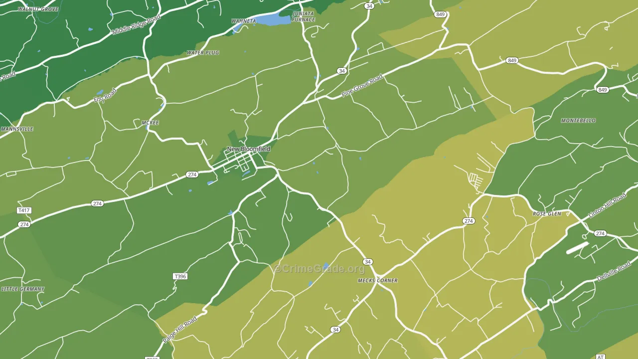 New Bloomfield, PA Map of Vandalism Rates