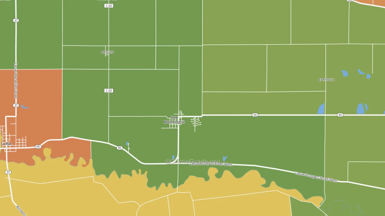 New Bloomington, OH Map of Vandalism Rates