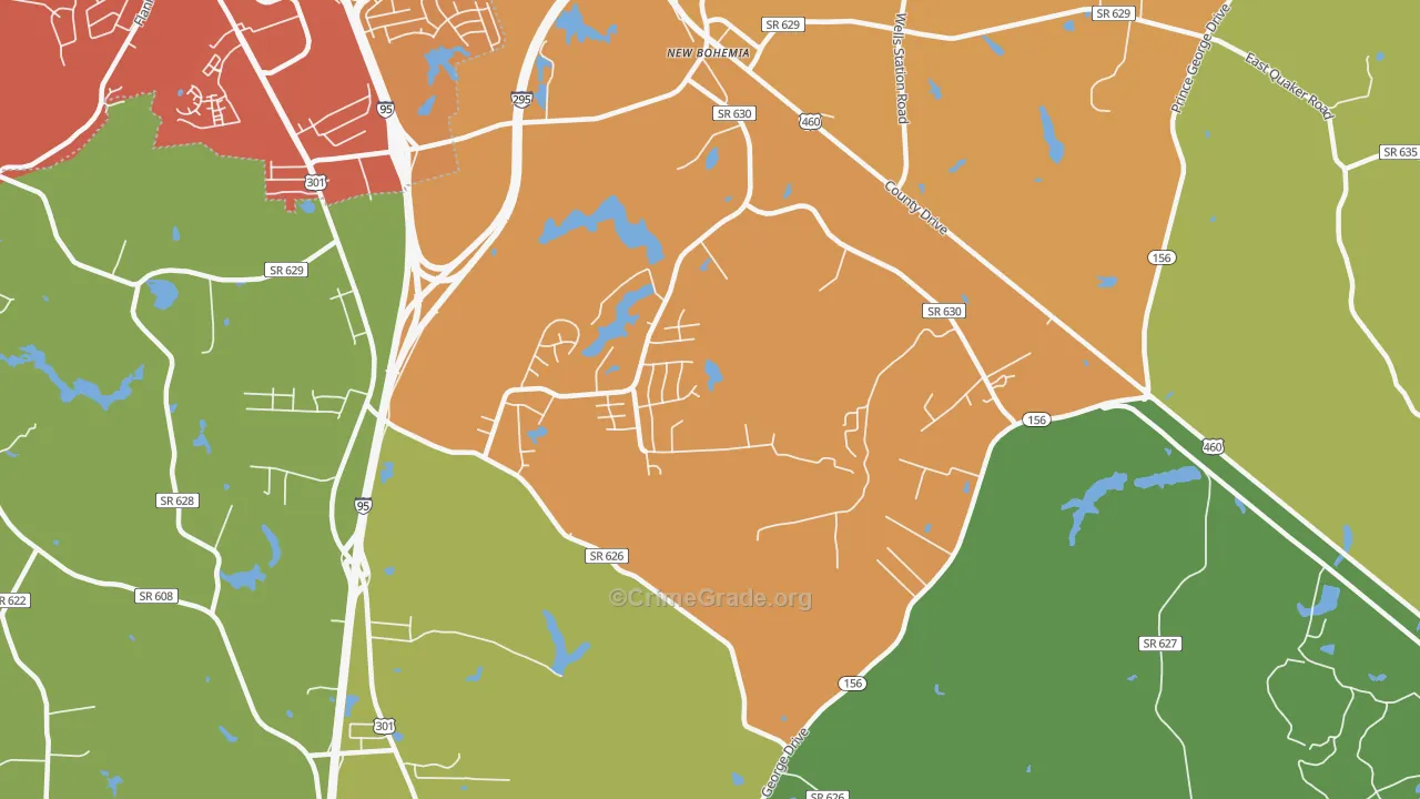 New Bohemia, VA Map of Vandalism Rates