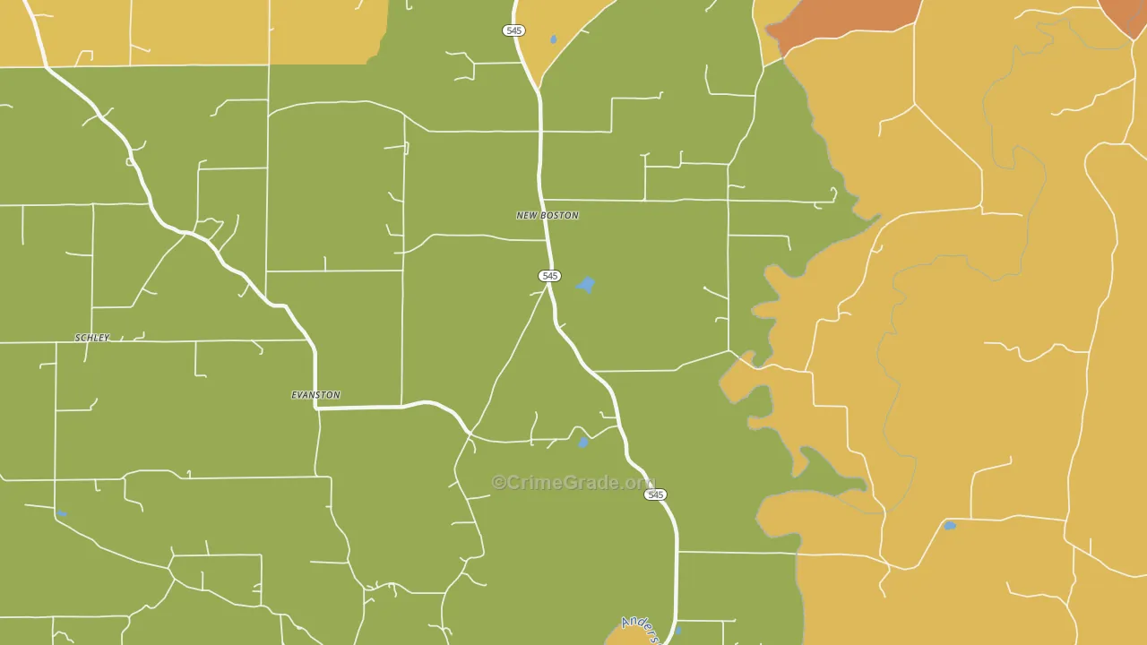 New Boston, IN Map of Vandalism Rates