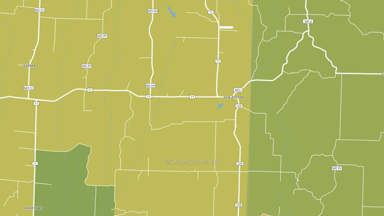 New Boston, MO Map of Vandalism Rates