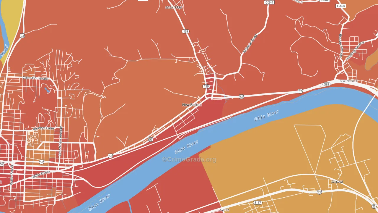 New Boston, OH Map of Vandalism Rates